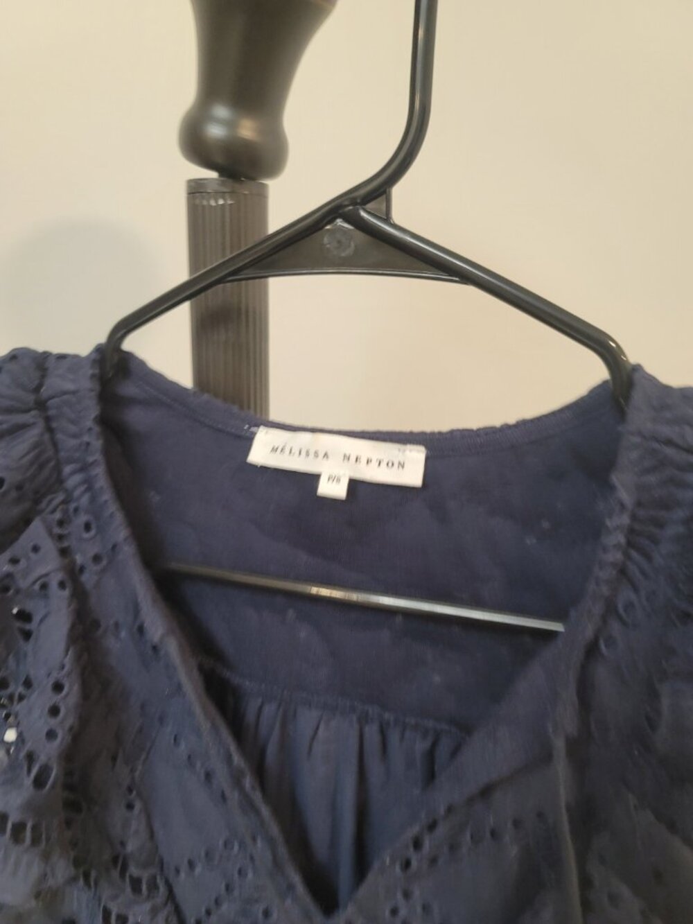 MELISSA NEPTON Navy Blue Emily Blouse Top Small - Picture 4 of 6